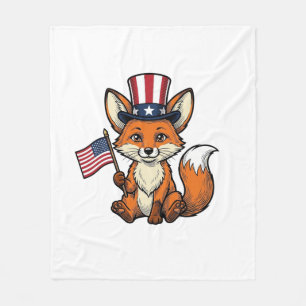 Patriotisk Räv Vintage Gravyr Tröja Design_1 Fleecefilt