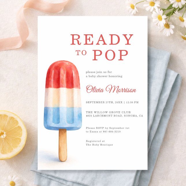 Patriotisk Ready To Pop Popsicle Baby Shower-fest Inbjudningar (Skapare uppladdad)