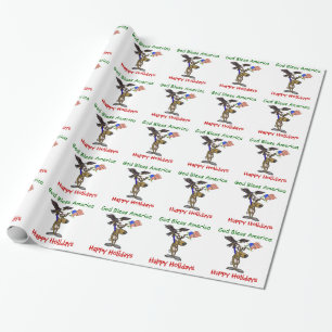 Patriotisk renjul som slår in papper presentpapper