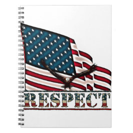 Patriotisk respekt med Örn och USA flagga Anteckningsbok Med Spiral