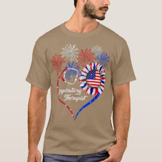 Patriotisk respiratorisk terapi 4 juli Amerika T Shirt