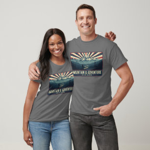 Patriotisk Retro Alpin Utflykt Scenisk Upptäckare T Shirt