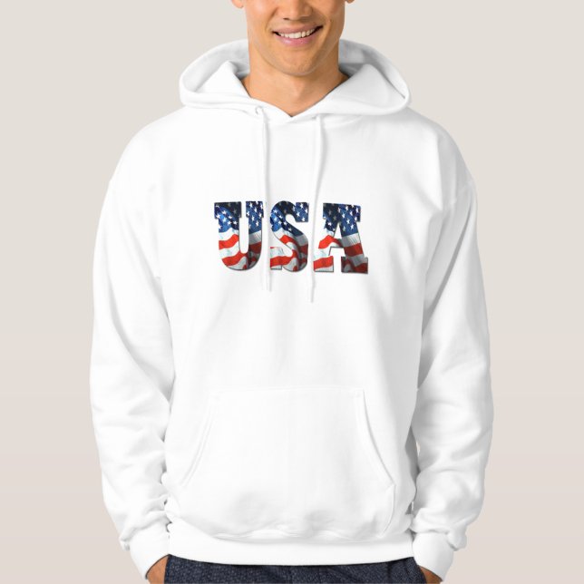 patriotisk Retro Hoodietröja för USA FLAGGA 3D Hoodie (Framsida)