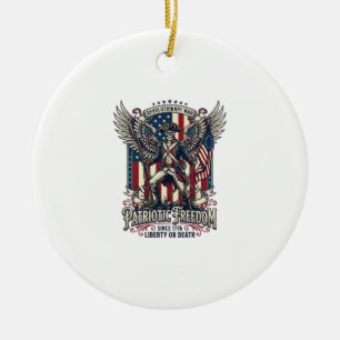 Patriotisk revolutionskrigsskelett Mörk patriot  Julgransprydnad Keramik