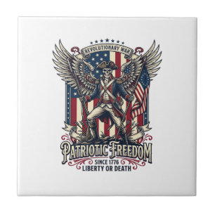 Patriotisk revolutionskrigsskelett mörk patriot  kakelplatta
