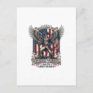 Patriotisk revolutionskrigsskelett mörk patriot vykort