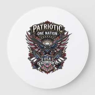 Patriotisk Rock Eagle Crest Musik Rock Metal Patri Stor Klocka