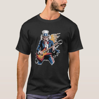 Patriotisk Rock Gitarr Farbror Sam 4 juli T Shirt