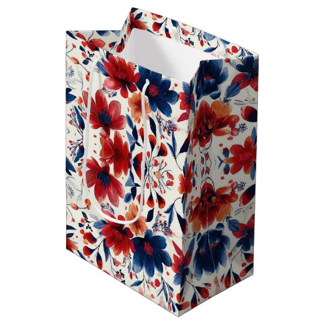 Patriotisk Röd Blå Vit Blommig (7) (Framsidan Vinklad)