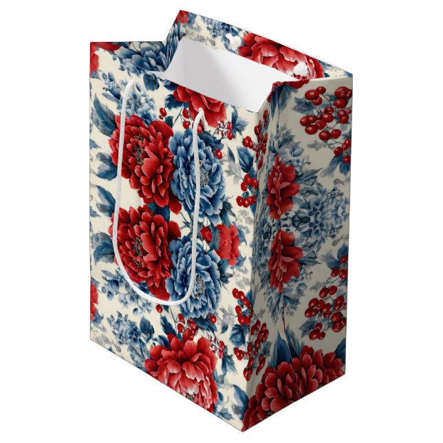 Patriotisk Röd Blå Vit Blommig (9) (Framsidan Vinklad)