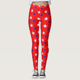 Patriotisk röd med stjärnornas färg leggings
