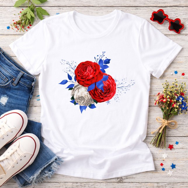 Patriotisk röd rosbukett t shirt (Skapare uppladdad)