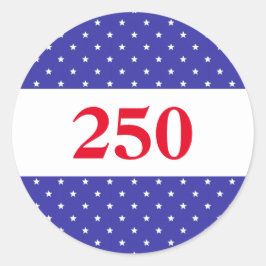 Patriotisk Röd Vit & Blå 250 Runt Klistermärke