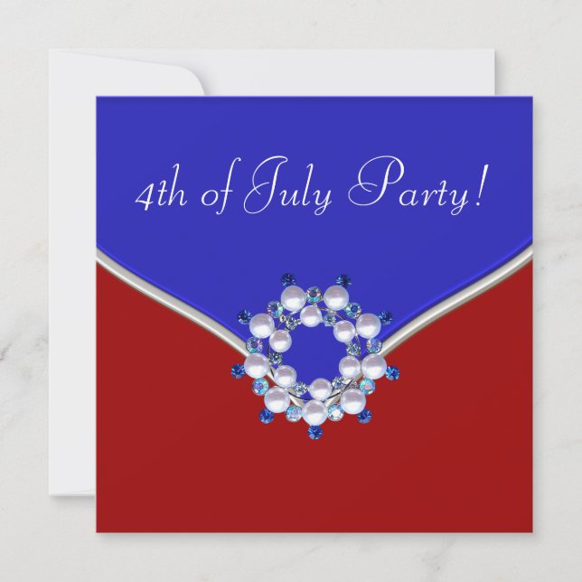 Patriotisk Röd Vit Blå 4:e Juli Fest Inbjudningar (Framsida)