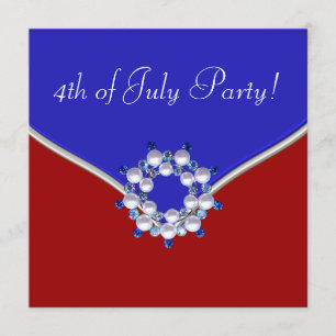 Patriotisk Röd Vit Blå 4:e Juli Fest Inbjudningar