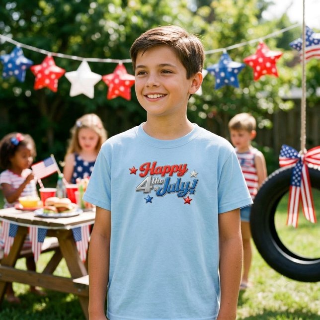 Patriotisk Röd Vit Blå 4:e Juli   T Shirt (Skapare uppladdad)