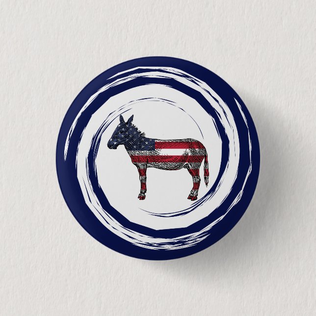 Patriotisk röd vit blå åsna knapp (Framsida)