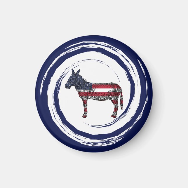 Patriotisk röd vit blå åsna magnet (Framsidan)