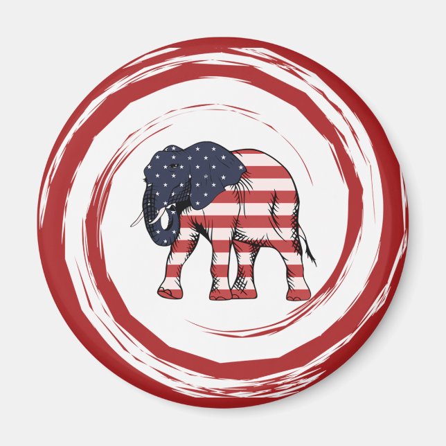 Patriotisk röd vit blå elefant magnet (Framsidan)