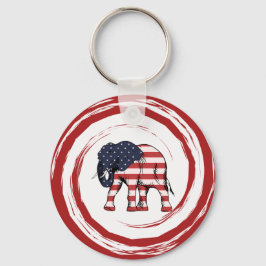 Patriotisk Röd Vit Blå Elefant Nyckelring