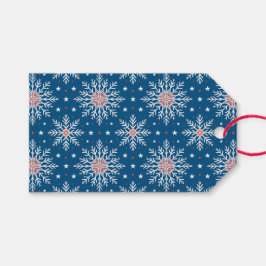 Patriotisk Röd Vit Blå Jul Snöflinga Märke Presentetikett