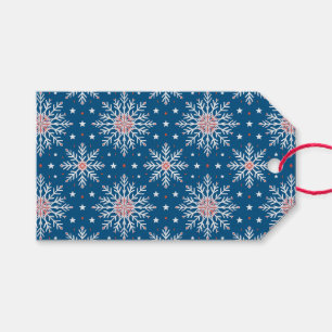Patriotisk Röd Vit Blå Jul Snöflinga Märke Presentetikett
