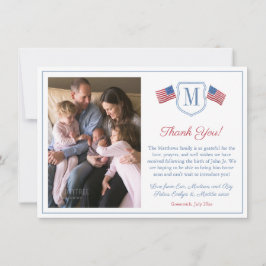 Patriotisk Röd Vit Blå Kam Familjefoto Tack Kort