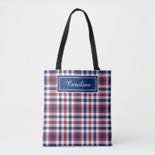 Patriotisk röd vit blå Tartan Personlig Tygkasse