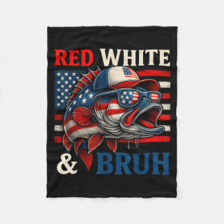 Patriotisk Röd Vit Bruh Amerika Fiske Fiske 4e Fleecefilt