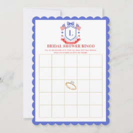 Patriotisk Röd Vit & Jag Gör Bröllopsdusch Bingo Inbjudningar