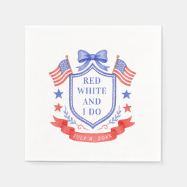 Patriotisk röd vit & jag gör bröllopsdusch pappersservett