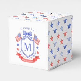 Patriotisk röd vit & jag gör monogram bröllopsdusc presentaskar