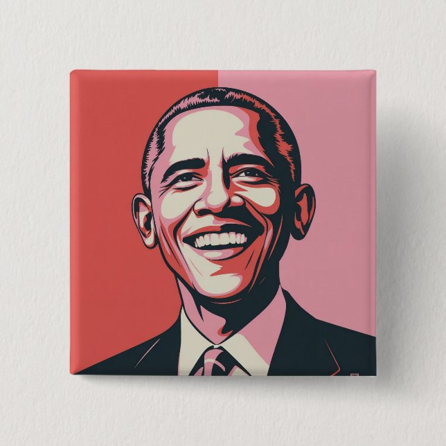 Patriotisk röd, vit och blå Barack Obama Knapp (Framsida)