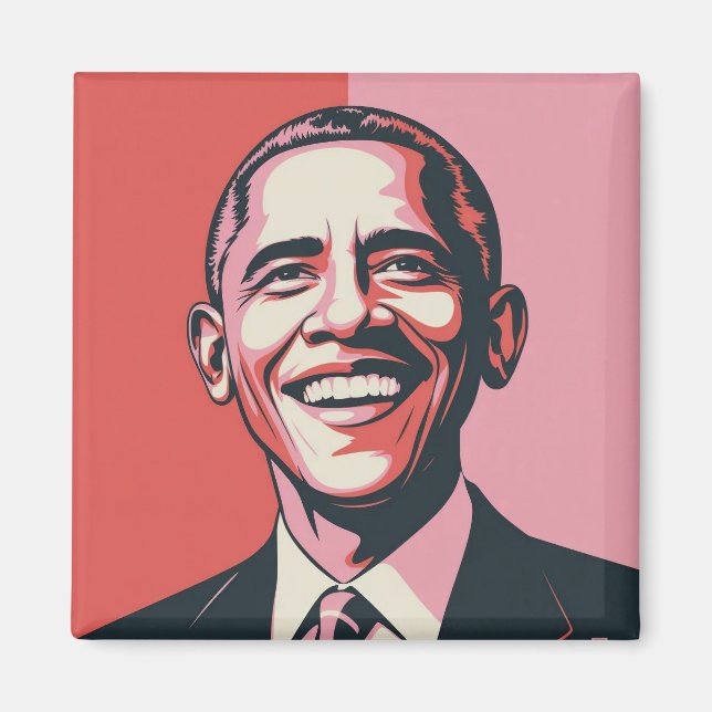 Patriotisk röd, vit och blå Barack Obama Magnet (Framsidan)