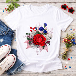 Patriotisk rosenbukett t shirt