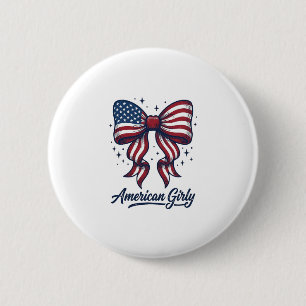 Patriotisk rosett amerikansk flickig vintage skjor knapp