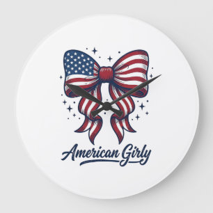 Patriotisk rosett amerikansk flickig vintage skjor stor klocka