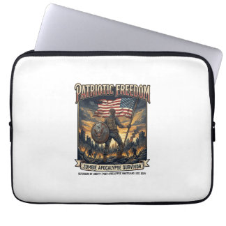 Patriotisk Rost Flagga Överlevande Zombie Apokalyp Laptop Fodral