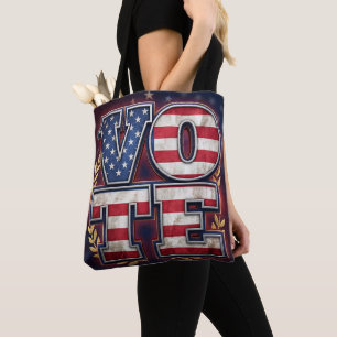 Patriotisk RÖSTA Amerikansk flagg-typografidesign Tygkasse
