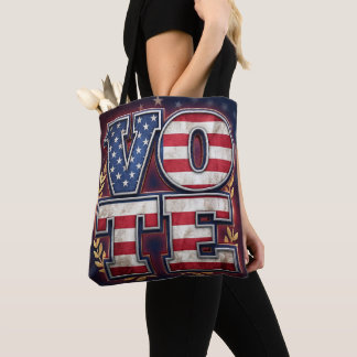 Patriotisk RÖSTA Amerikansk flagg-typografidesign Tygkasse