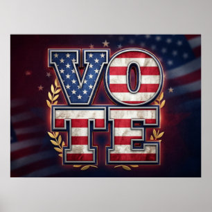 Patriotisk RÖSTA Amerikansk Flagga Typografi Desig Poster