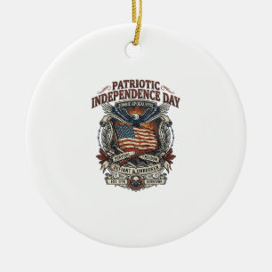 Patriotisk Rostflaggas Överlevande Zombie Apokalyp Julgransprydnad Keramik