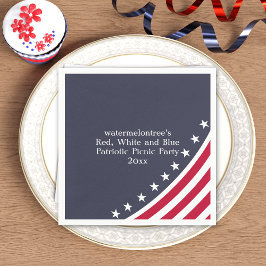 Patriotisk Rött vitt blått 4:e juli BBQ Napkins Pappersservett