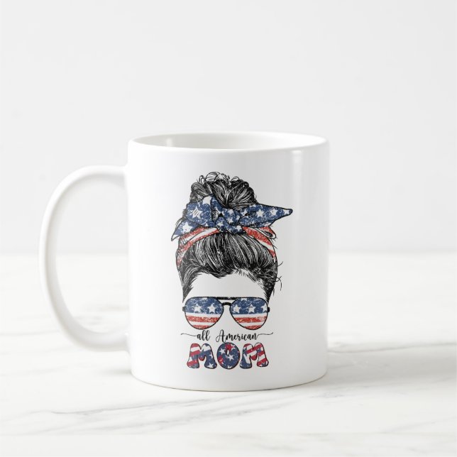 PATRIOTISK RÖTT VITT BLÅTT ALLA AMERIKANSKA MAMMA KAFFEMUGG (Vänster)