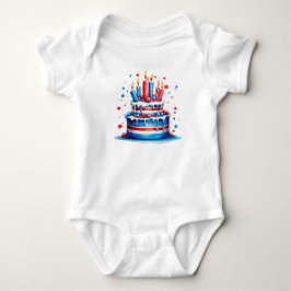 PATRIOTISK RÖTT VITT BLÅTT AMERIKANSK BIRTHDAY CAK T SHIRT