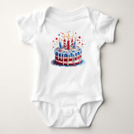 PATRIOTISK RÖTT VITT BLÅTT AMERIKANSK BIRTHDAY CAK T SHIRT