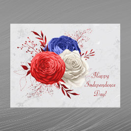 Patriotisk Rött vitt blått Blommigt Bouquet Helg Vykort