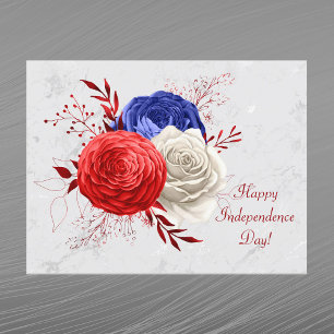 Patriotisk Rött vitt blått Blommigt Bouquet Helg Vykort