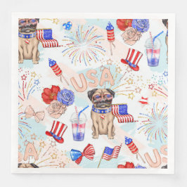 PATRIOTISK RÖTT VITT BLÅTT FÖR JULI-POSTER 4:E JUL PAPPERSSERVETT