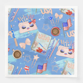 PATRIOTISK RÖTT VITT BLÅTT FÖR JULI-POSTER 4:E JUL PAPPERSSERVETT